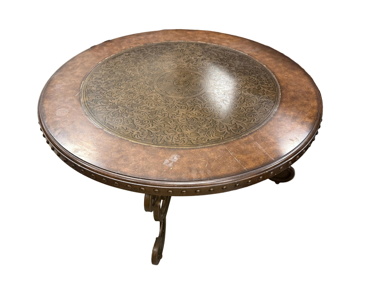 Dark Brown Round Rafferty Traditional Coffee Table