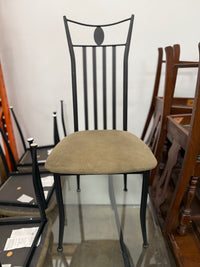 Mid-Century Glass-top Black Metal Dining Table Set