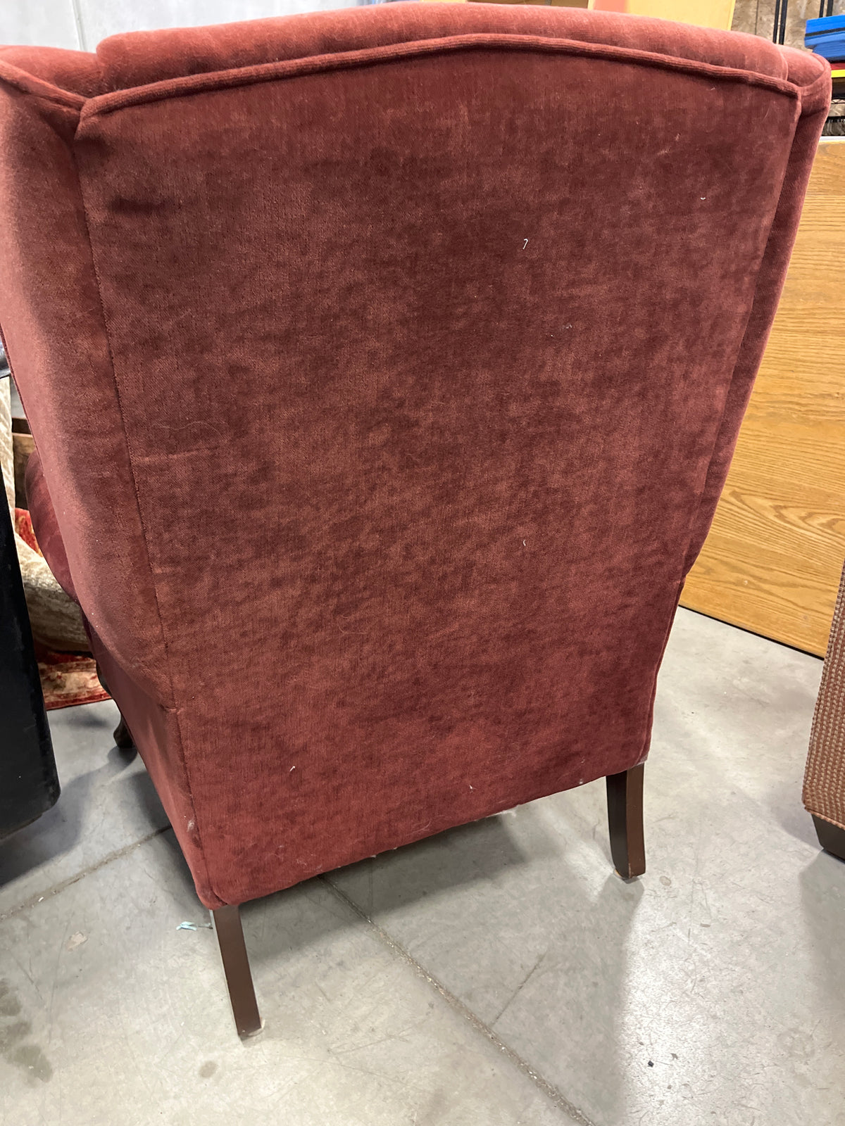 27" W Burgundy Velour Armchair