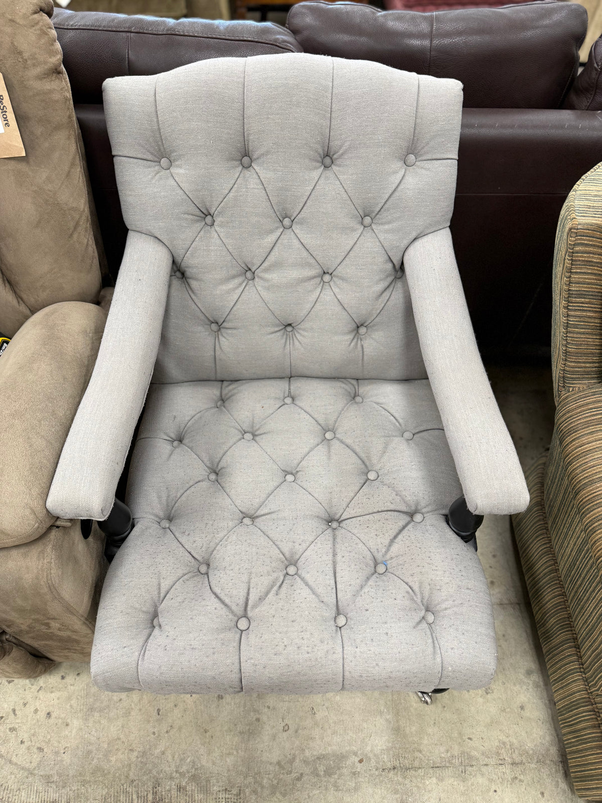 Light Grey Tufted Armchair