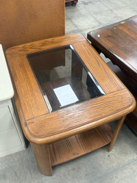Vintage 1980s End Table with Glass Insert