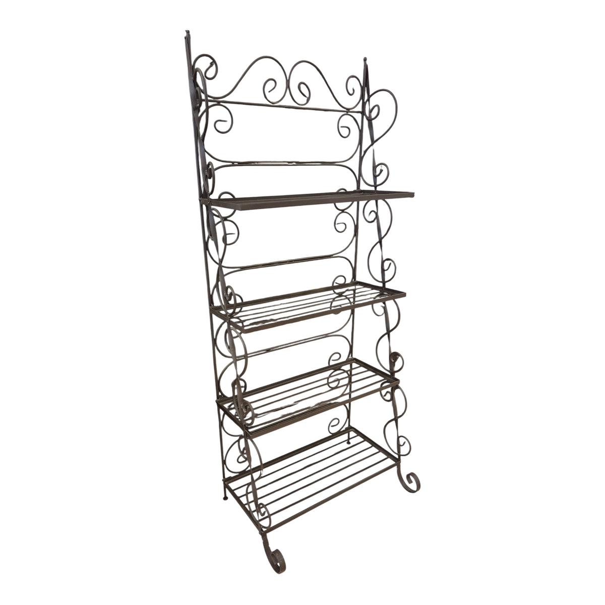 Brown Wrought Iron Bakers Rack