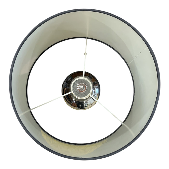 Modern Chrome Table Lamp w/ Black Graphite Drum Shade