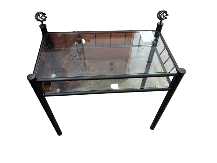 Black Metal Table with Glass Top