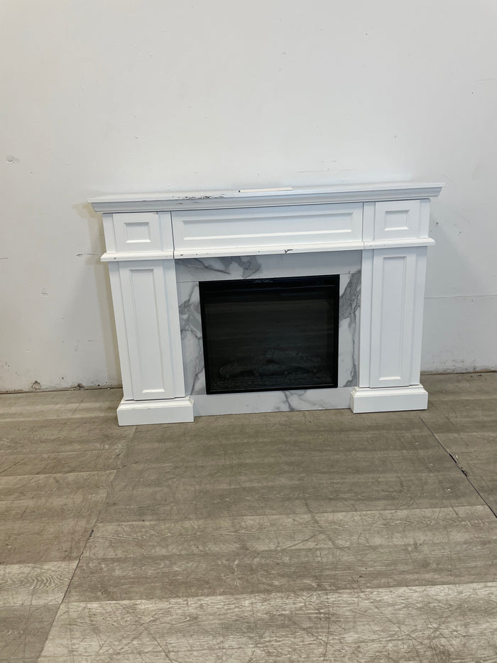 White Electric Fireplace With Mantel