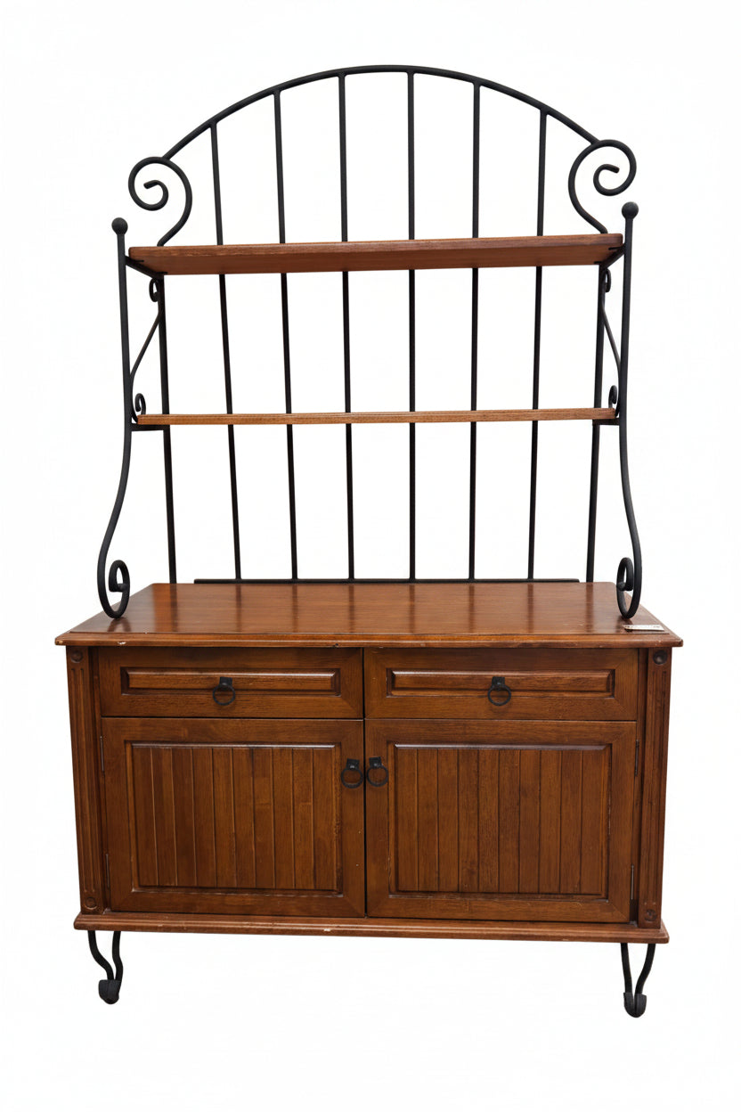 Wrought Iron & Wood Baker's Rack