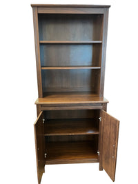 Dark Wood Hutch With Shelves & Cabinets