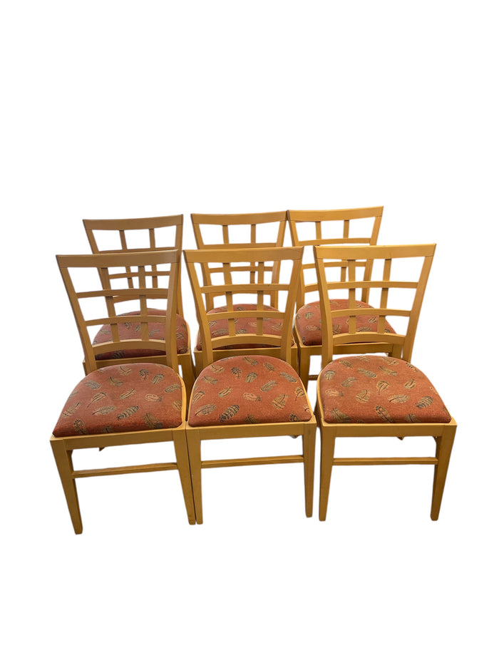 Solid Wood Upholstered Feather Patterned Dining Chairs - Set of 6