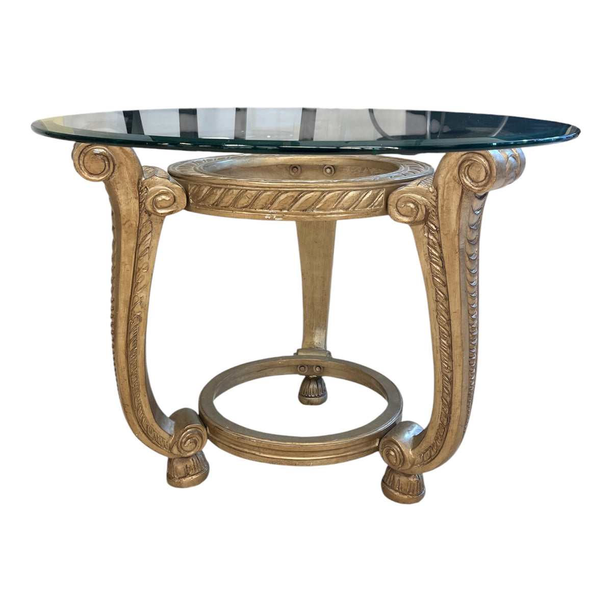 Regal Scroll Glass Accent Table