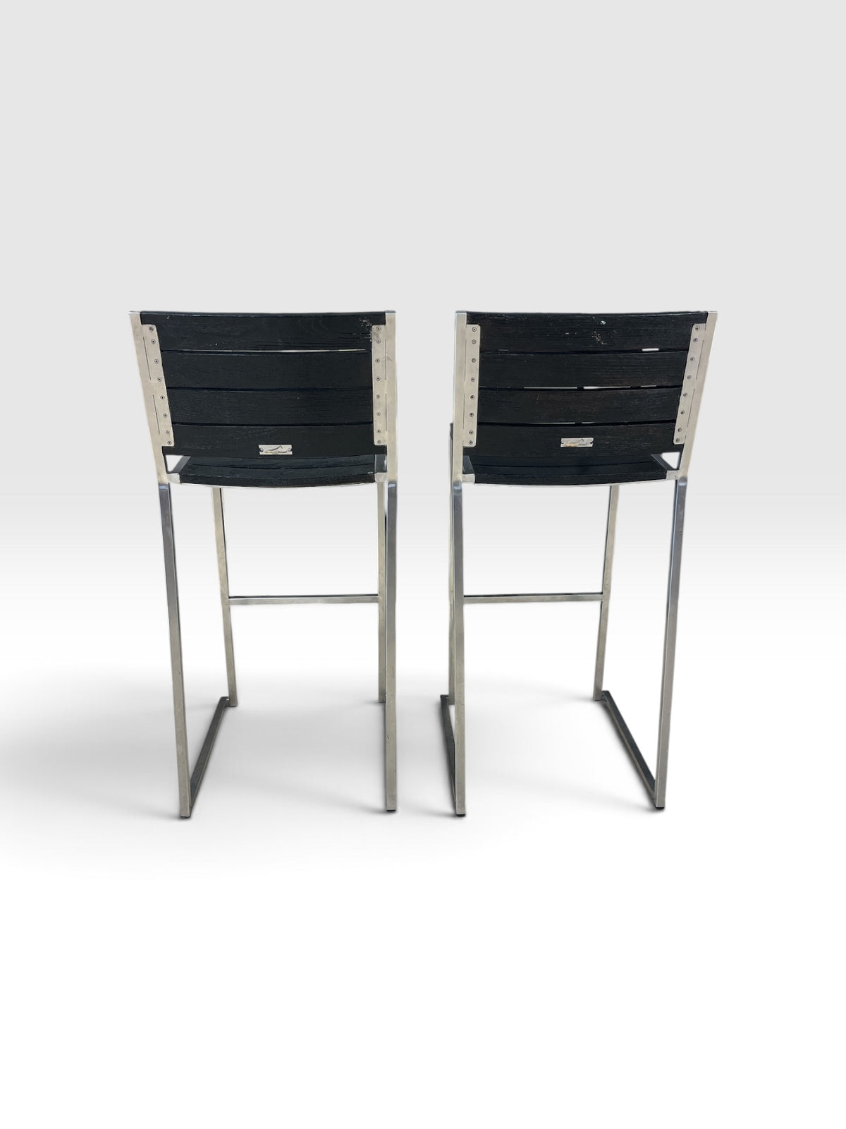 Set of 2 Mountain House Barstools with Stainless Steel Frame