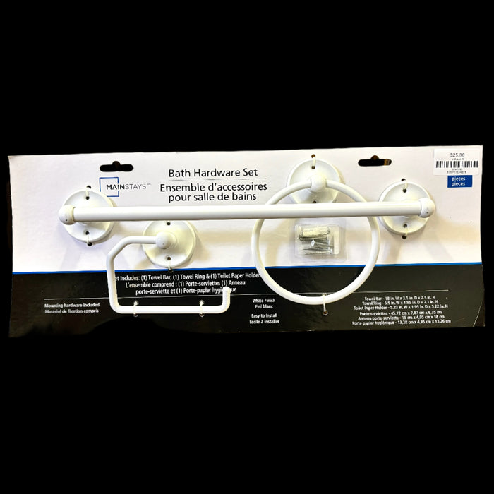 3-Piece Bathroom Hardware Set in White Finish