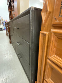 Black Stain 6-Drawer Dresser 64 in W x 18 in D x 32.75 in H