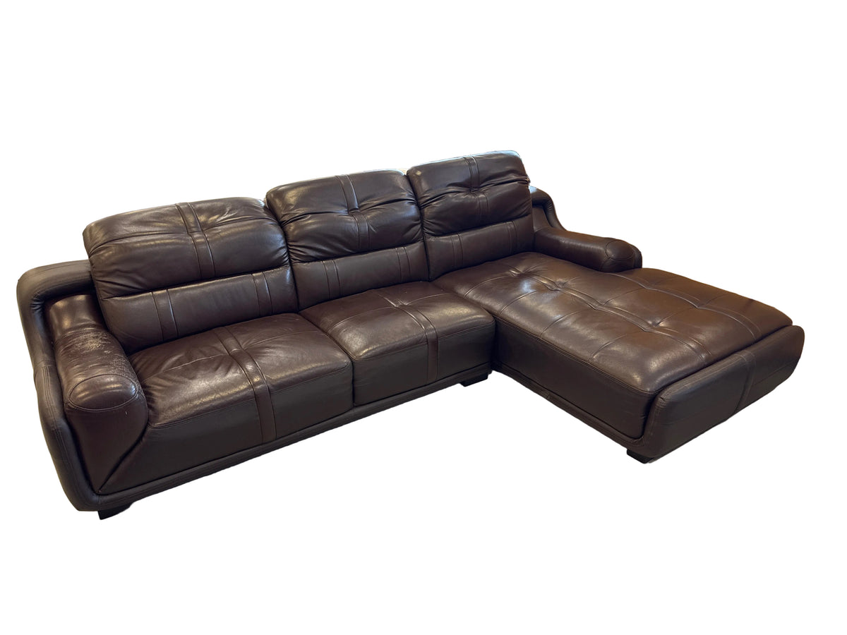 Brown Leather Chaise Sectional