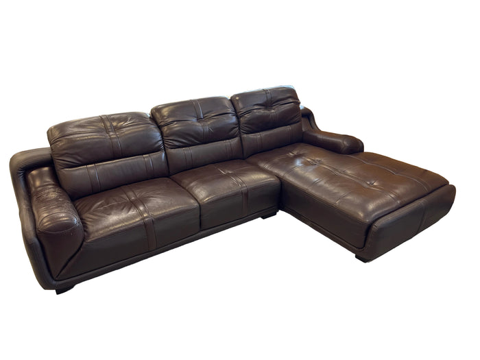 Brown Leather Chaise Sectional