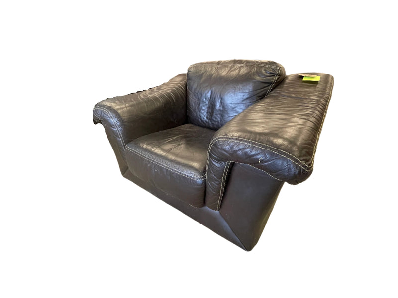 Dark brown leather armchair