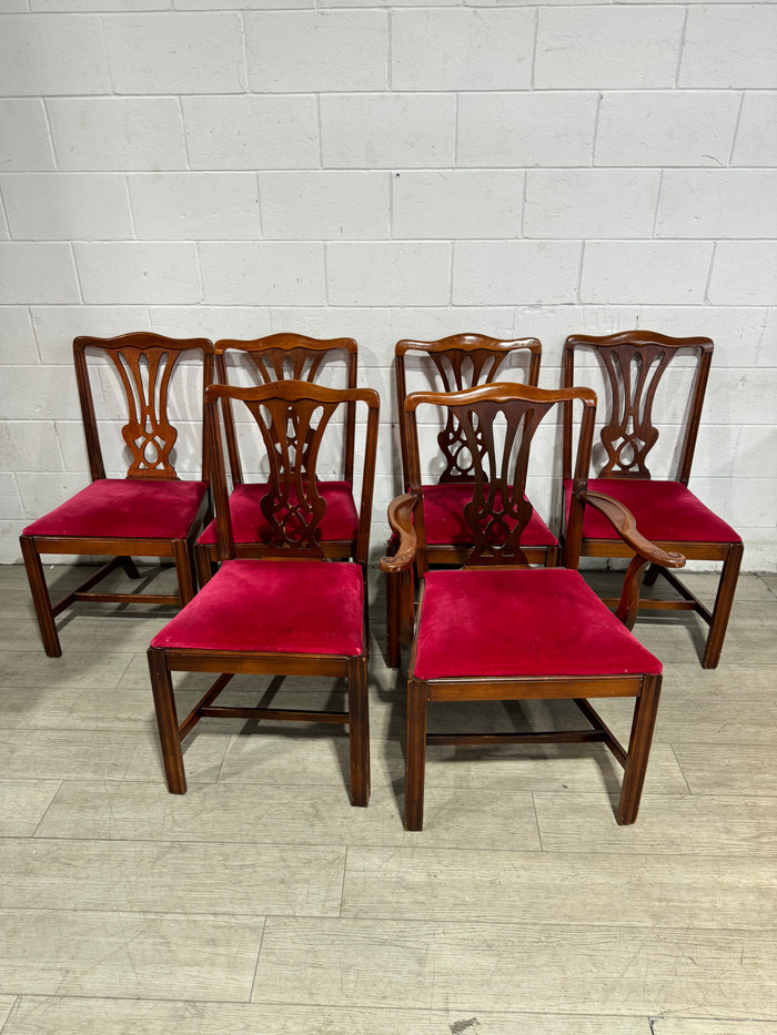 Dining table with 6 chairs(raspberry)
