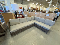 Hampton Bay Harrisview 6-Seat Wicker Sectional Patio Set, Brown with Grey Cushions