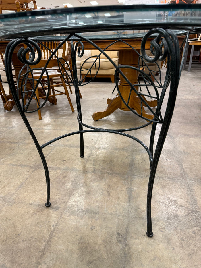Round Glass-Top Dining Table