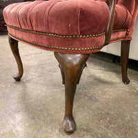 27-Inch W Vintage Velvet Accent Chair – Tufted Upholstery, Wooden Frame