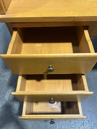 Honey-oak Roll-top Pedestal Desk