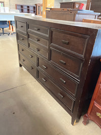 66"W 11-Drawer Dresser in Dark Wood