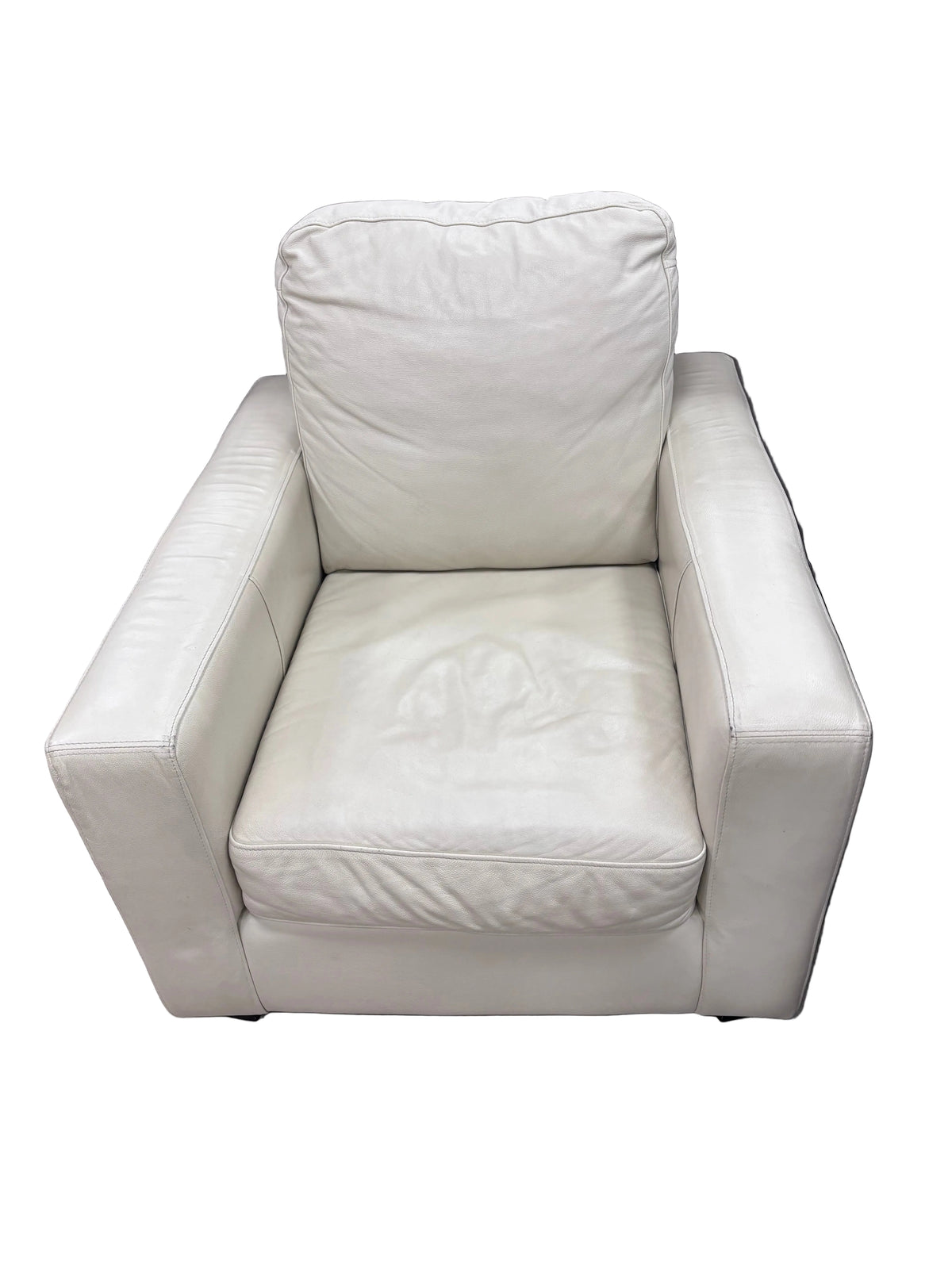 Off White Leather Armchair