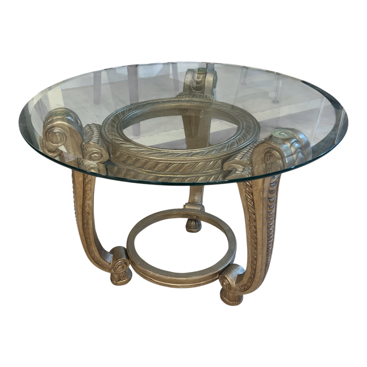Regal Scroll Glass Accent Table