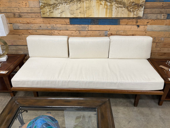 White and Light Wood Contemporary Sofa