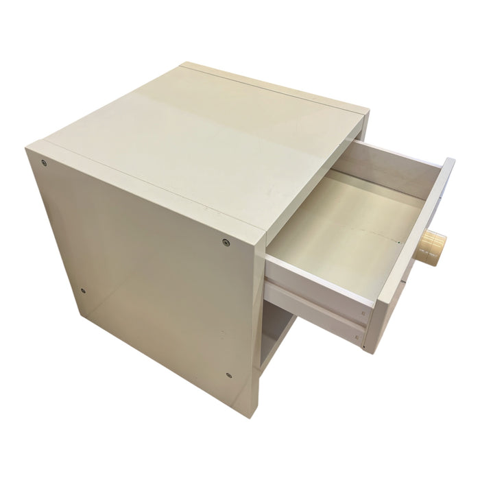 Modern White 1-Drawer Nightstand w/ Open Shelf
