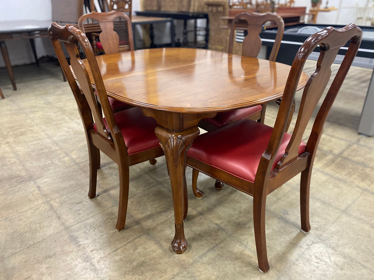 Dark Brown Hardwood Dining Table Set