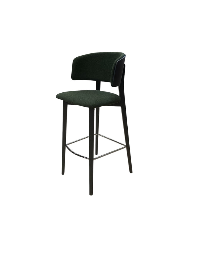 Dark Green Upholstered Bar Stool Black Frame