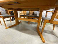 Wooden Table with 6 Chairs in Blue Fabric