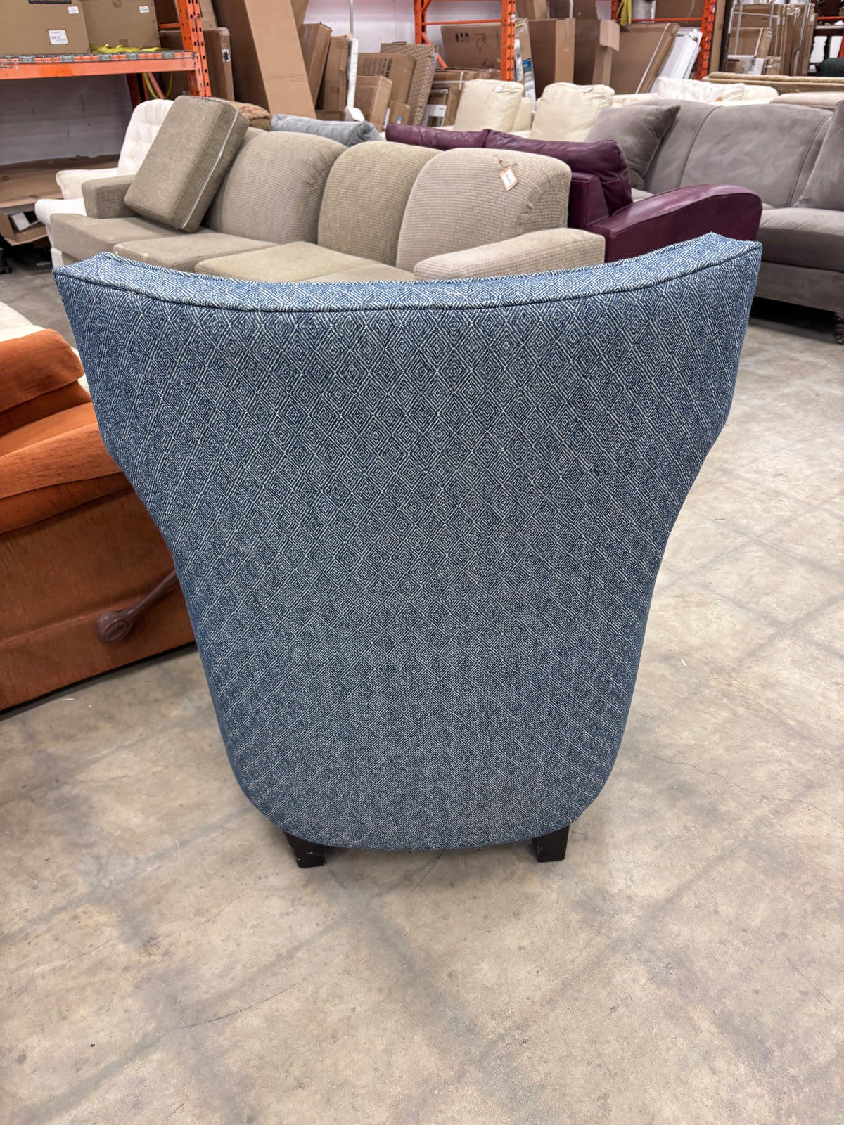 Blue Patterned Accent Chair