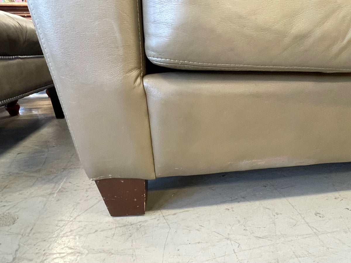 Moss Green Leather Loveseat