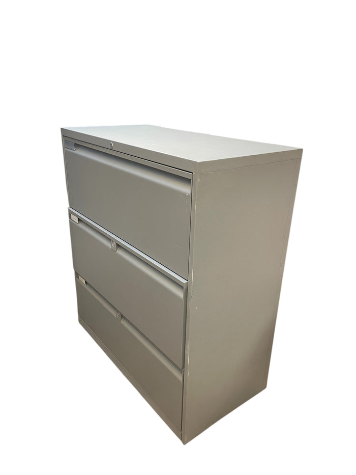 3-Drawer Grey Metal Filing Cabinet
