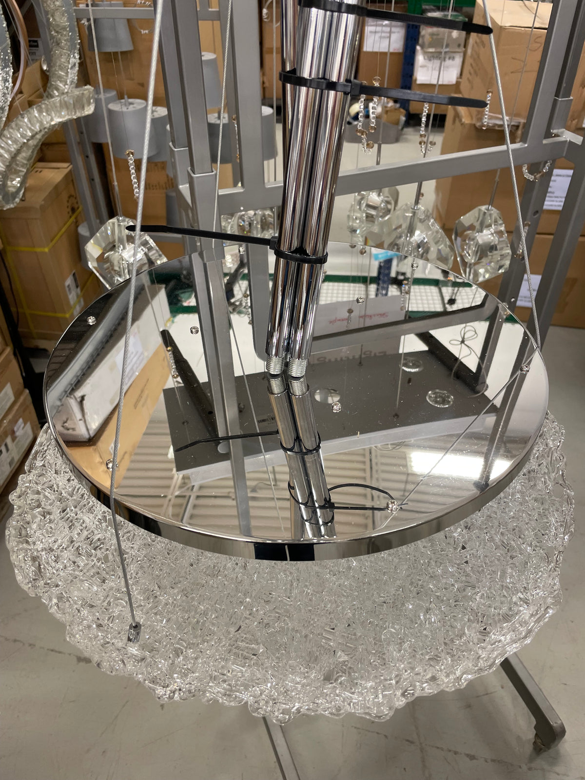 Drizzled Glass and Chrome LED Chandelier