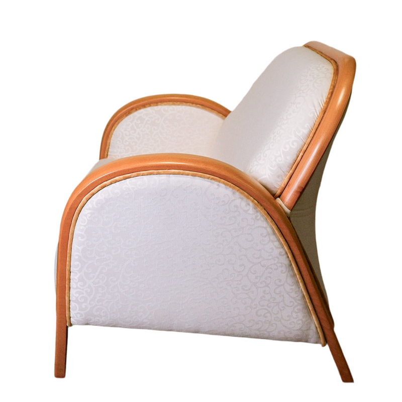 49-Inch W 2-Seater Sofa, White Fabric Upholstery in Wooden Frame