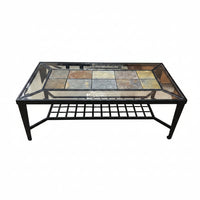 Slate and Glass Metal Coffee Table
