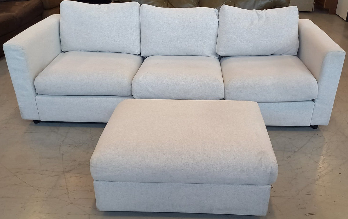 Ikea Grey Three Seater Sofa with Ottoman