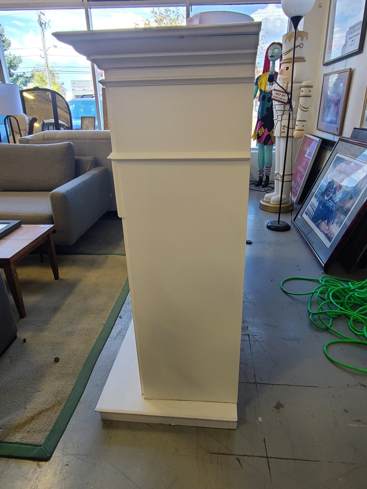 White-Trim Wooden Electric Fireplace