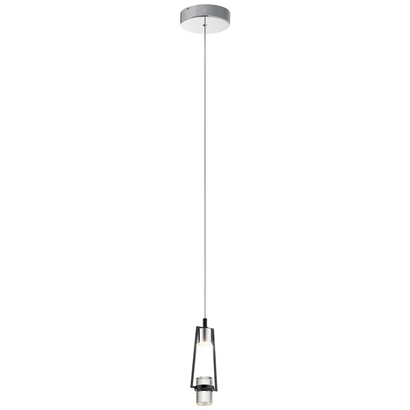 Ayse 1-Light Mini Pendant with Clear Bubble Optical Crystal Glass in Matte Black