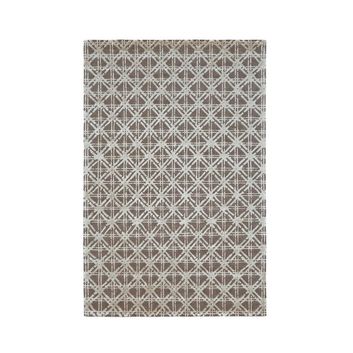 5x8-ft Bamboo Lattice Rug - 7054F Silver & Gray