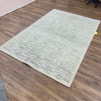 6x9-ft Wool Area Rug - Nomad Green & White Accent