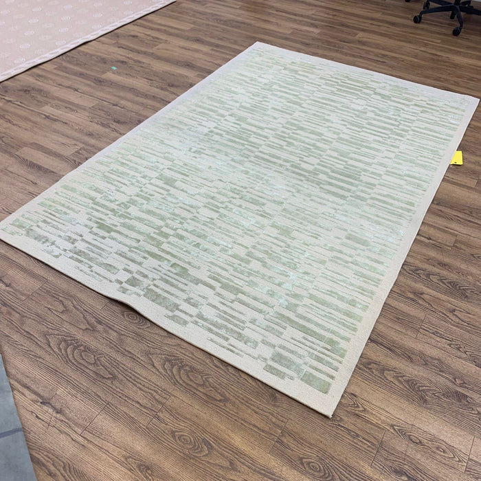 6x9-ft Wool Area Rug - Nomad Green & White Accent