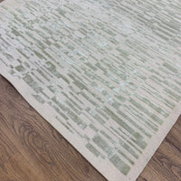 6x9-ft Wool Area Rug - Nomad Green & White Accent