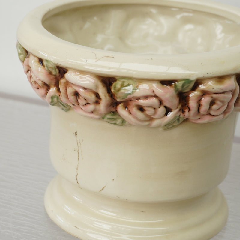 7.5-inch W Floral Ceramic Planter in White