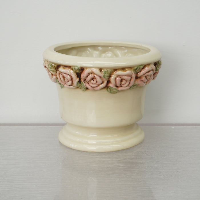 7.5-inch W Floral Ceramic Planter in White