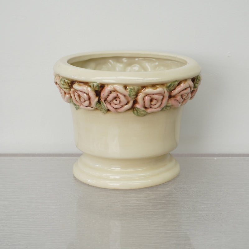 7.5-inch W Floral Ceramic Planter in White