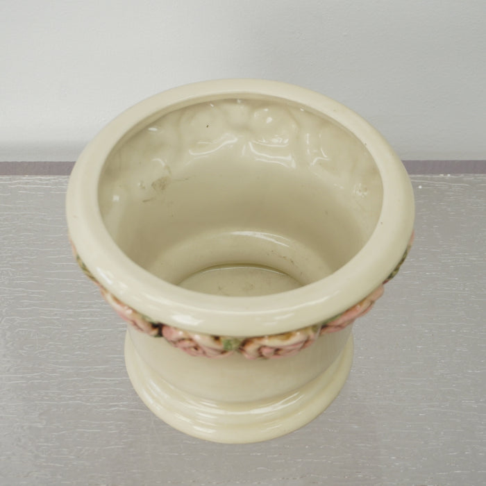 7.5-inch W Floral Ceramic Planter in White