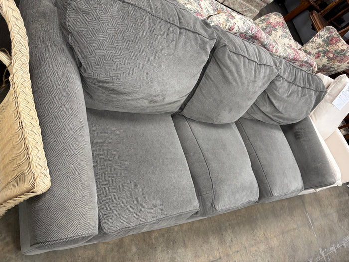 Grey Plush 3-Seater Sofa